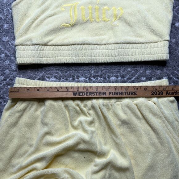 Juicy Couture x Forever 21 Yellow Terry Cloth Cropped Halter Top Short Set 0X - Picture 9 of 16